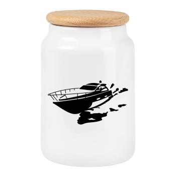 motoryacht_1 - Boîte à biscuits avec couvercle en bois - blanc - Devant