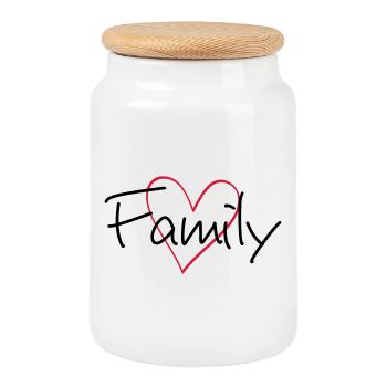 Cadeau de famille d'amitié de coeur de famille - Boîte à biscuits avec couvercle en bois - blanc - Devant
