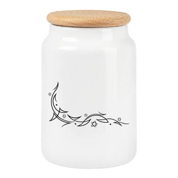 Tribal avec des étoiles - Boîte à biscuits avec couvercle en bois - blanc - Devant