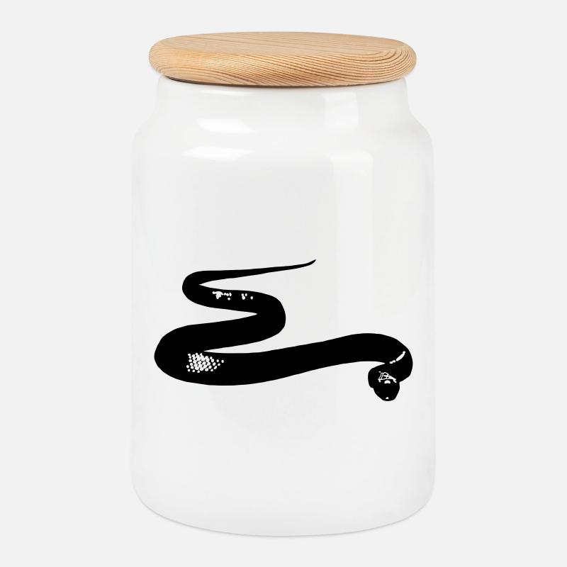 Snake - Cookie Jar with Wooden Lid - white