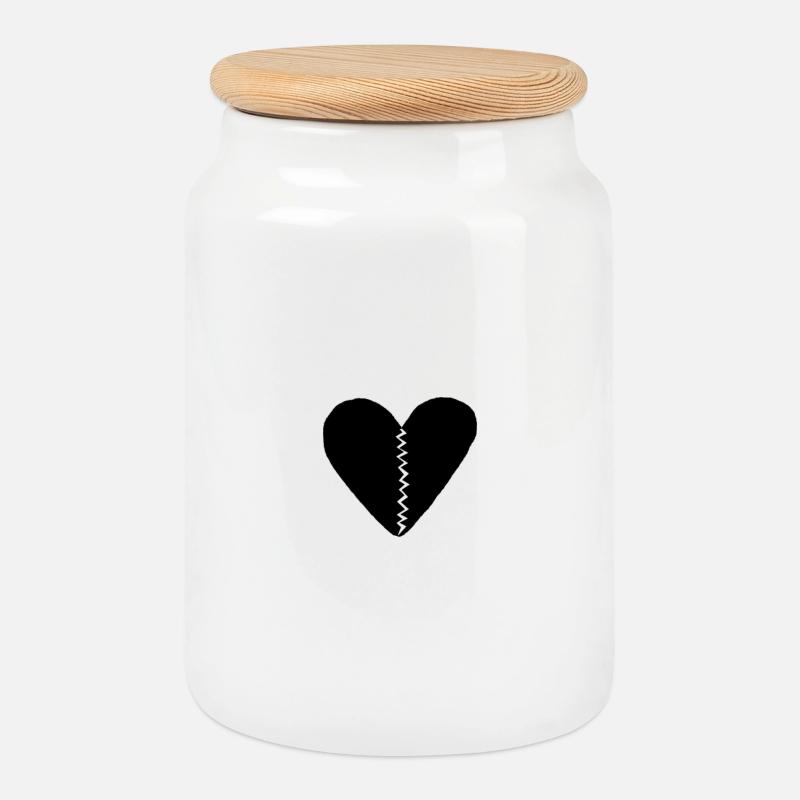 Heartbreak black - Keksdose mit Holzdeckel - Weiß