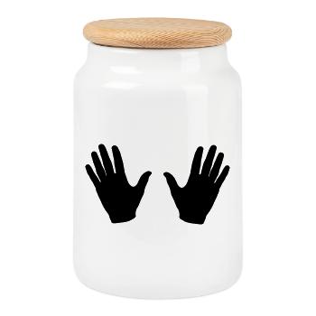 Hands - Cookie Jar with Wooden Lid - white - Front
