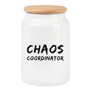 Chaos Coordinator – Funny Office Saying - Cookie Jar with Wooden Lid - white - Front