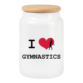 I Love Gymnastics - Boîte à biscuits avec couvercle en bois - blanc - Devant