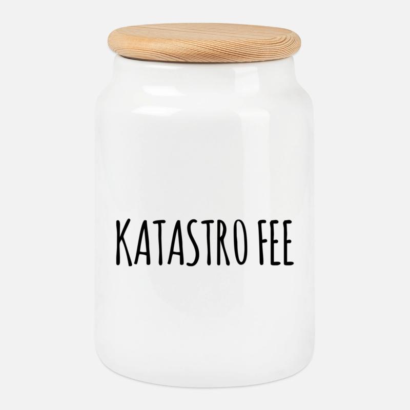 Katastrophe? Katastrofee! – Freches Wortspiel - Keksdose mit Holzdeckel - Weiß
