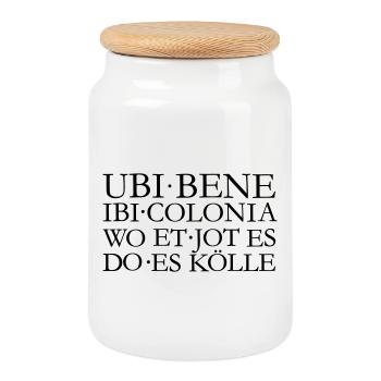 UBI BENE IBI COLONIA Kölsch Köln Design - Keksdose mit Holzdeckel - Weiß - Vorne