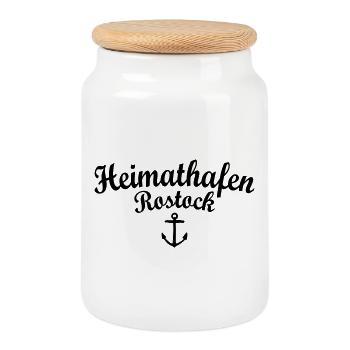 Heimathafen Rostock - Keksdose mit Holzdeckel - Weiß - Vorne