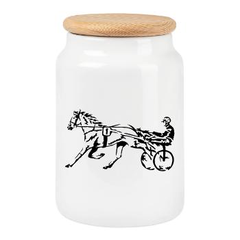 course - Boîte à biscuits avec couvercle en bois - blanc - Devant