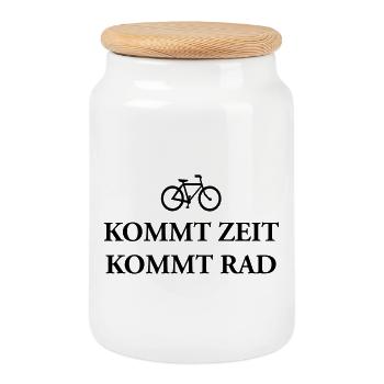 Come cycling time T-Shirts - Cookie Jar with Wooden Lid - white - Front