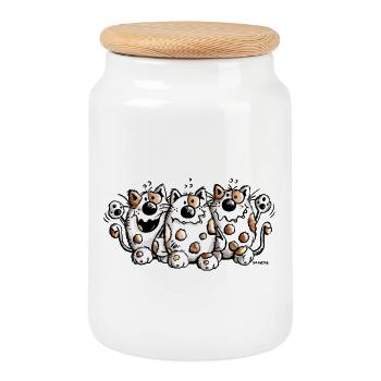 Trois meilleurs amis - Chat - Chats - Cadeau - Boîte à biscuits avec couvercle en bois - blanc - Devant
