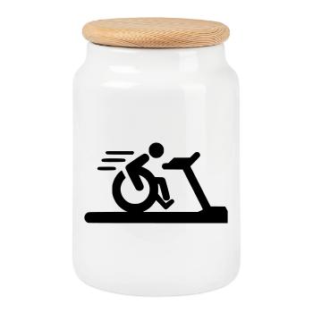 Fitness en fauteuil roulant # - Boîte à biscuits avec couvercle en bois - blanc - Devant