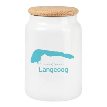 Langeoog | Carte de conception - Boîte à biscuits avec couvercle en bois - blanc - Devant