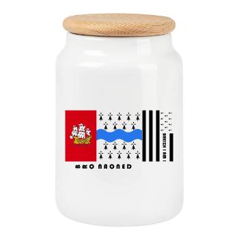 Bretagne - Blason Pays de Nantes - Boîte à biscuits avec couvercle en bois - blanc - Devant
