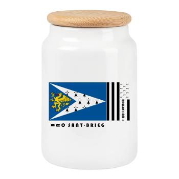 Brittany - Coat of arms Pays Saint-Brieuc - Cookie Jar with Wooden Lid - white - Front