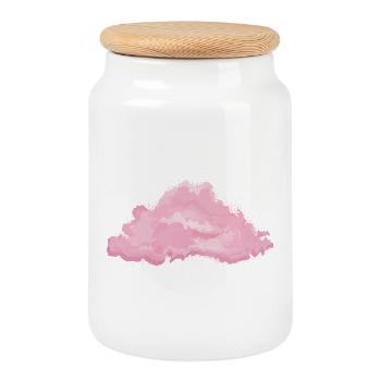 nuage blanc moelleux unique en rose - Boîte à biscuits avec couvercle en bois - blanc - Devant