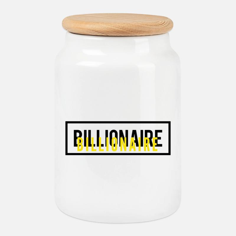 Milliardär Motivation Text Design - Keksdose mit Holzdeckel - Weiß