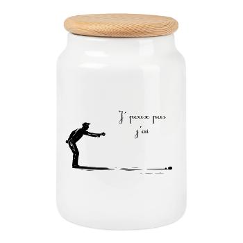 Petanque - Cookie Jar with Wooden Lid - white - Front