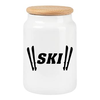 Skier - Keksdose mit Holzdeckel - Weiß - Vorne