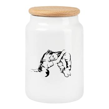 backflip somersault freerunner parkour Sport Athlete - Cookie Jar with Wooden Lid - white - Front