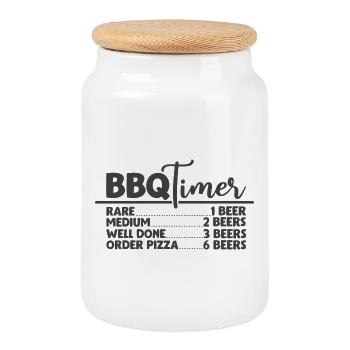 Grill à minuterie BBQ Dit Design - Boîte à biscuits avec couvercle en bois - blanc - Devant