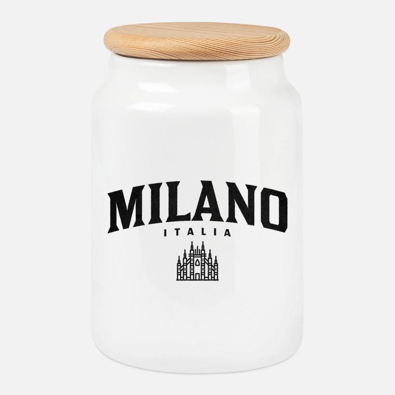 Milano Gothic Skyline Italien - Keksdose mit Holzdeckel - Weiß