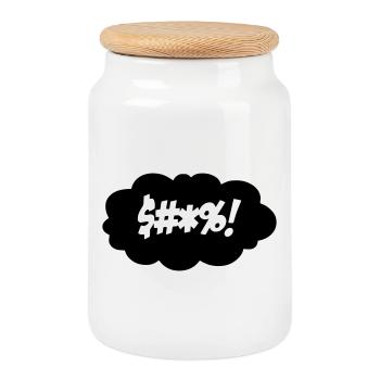 Une malédiction dans un nuage pensant $#*%! * - Boîte à biscuits avec couvercle en bois - blanc - Devant
