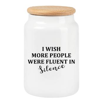 funny sarcastic quotes - Cookie Jar with Wooden Lid - white - Front