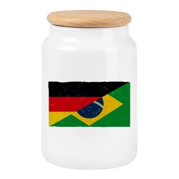 Deutschland und Brasilien Vintage Flagge - Keksdose mit Holzdeckel - Weiß - Vorne