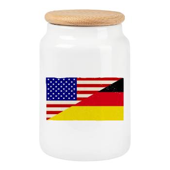 Drapeau vintage de l’Allemagne et des États-Unis - Boîte à biscuits avec couvercle en bois - blanc - Devant