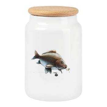 Conception du gréement de pêche Mirror Carp Ronnie - Boîte à biscuits avec couvercle en bois - blanc - Devant