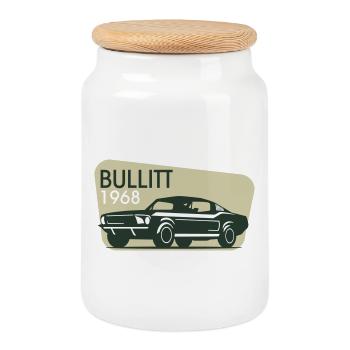 Classic car 1968 Car Retro - Cookie Jar with Wooden Lid - white - Front