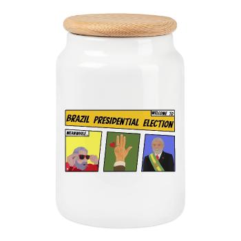Élection présidentielle brésilienne - Boîte à biscuits avec couvercle en bois - blanc - Devant