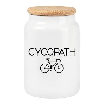 Gifts for Cyclists – Cycopath - Cookie Jar with Wooden Lid - white - Front