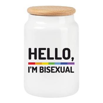 Hallo, ich bin bisexuell - Keksdose mit Holzdeckel - Weiß - Vorne
