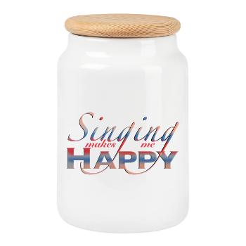 Singen spruch singer - Cookie Jar with Wooden Lid - white - Front