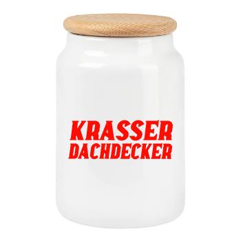 So sieht ein Krasser Dachdecker aus - Keksdose mit Holzdeckel - Weiß - Vorne