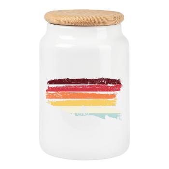 Regenbogenfahrt bei Sonnenuntergang - Keksdose mit Holzdeckel - Weiß - Vorne