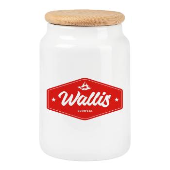 Valais - Boîte à biscuits avec couvercle en bois - blanc - Devant