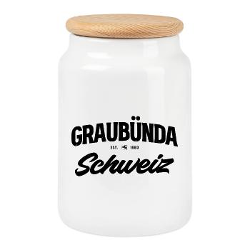 Design vintage des Grisons en Suisse - Boîte à biscuits avec couvercle en bois - blanc - Devant