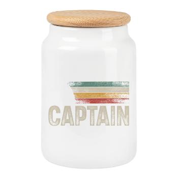 Captain Sailing Sailor Retro Vintage - Cookie Jar with Wooden Lid - white - Front