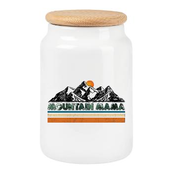Mountain Mama - Cookie Jar with Wooden Lid - white - Front