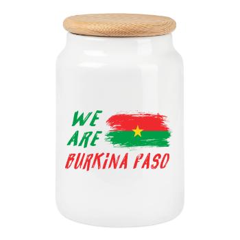 Nous sommes le Burkina Faso - Boîte à biscuits avec couvercle en bois - blanc - Devant