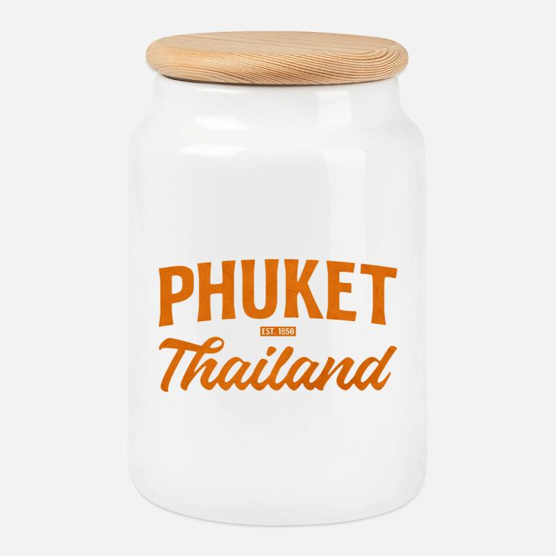 Phuket Thailand Textur Orange - Keksdose mit Holzdeckel - Weiß