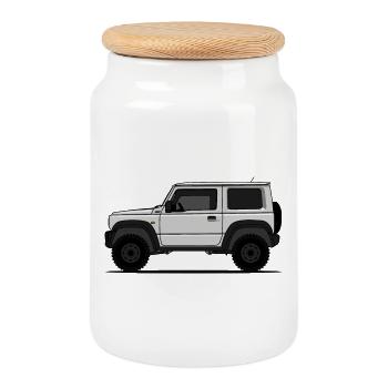 Jimny Blanc - Boîte à biscuits avec couvercle en bois - blanc - Devant