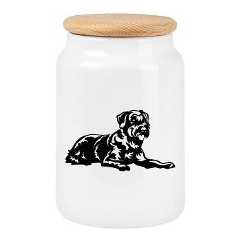 Schnauzer géant - Boîte à biscuits avec couvercle en bois - blanc - Devant