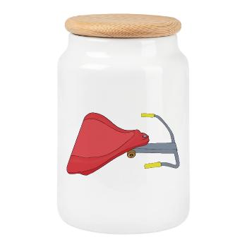 This is how I drove in the 70's and 80's - Cookie Jar with Wooden Lid - white - Front