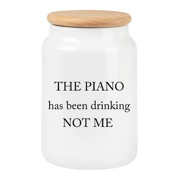 Le piano a bu - pas moi ! - Boîte à biscuits avec couvercle en bois - blanc - Devant