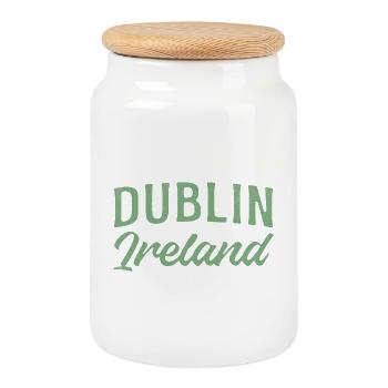 Dublin Irland Vintage Schrift - Keksdose mit Holzdeckel - Weiß - Vorne