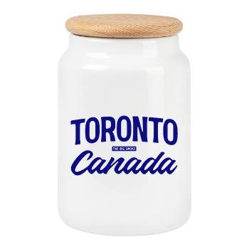 Toronto Canada Lettering Design - Cookie Jar with Wooden Lid - white - Front