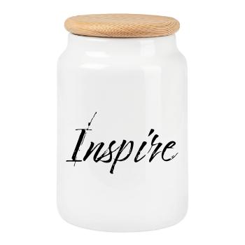 Inspire - Cookie Jar with Wooden Lid - white - Front